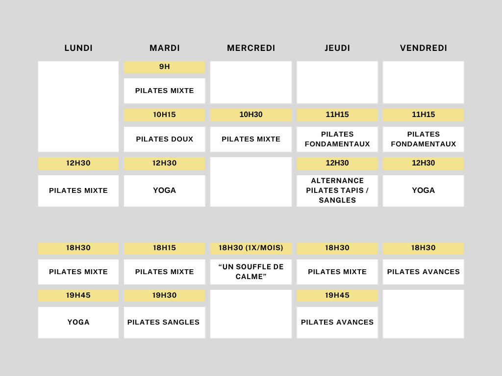 Planning rentrée 2026 STUDIO ALIGNMENT